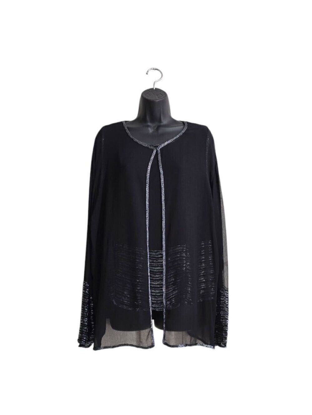 Laurence Kazar Vintage Black Beaded Chiffon Twofer Set Sz 2X